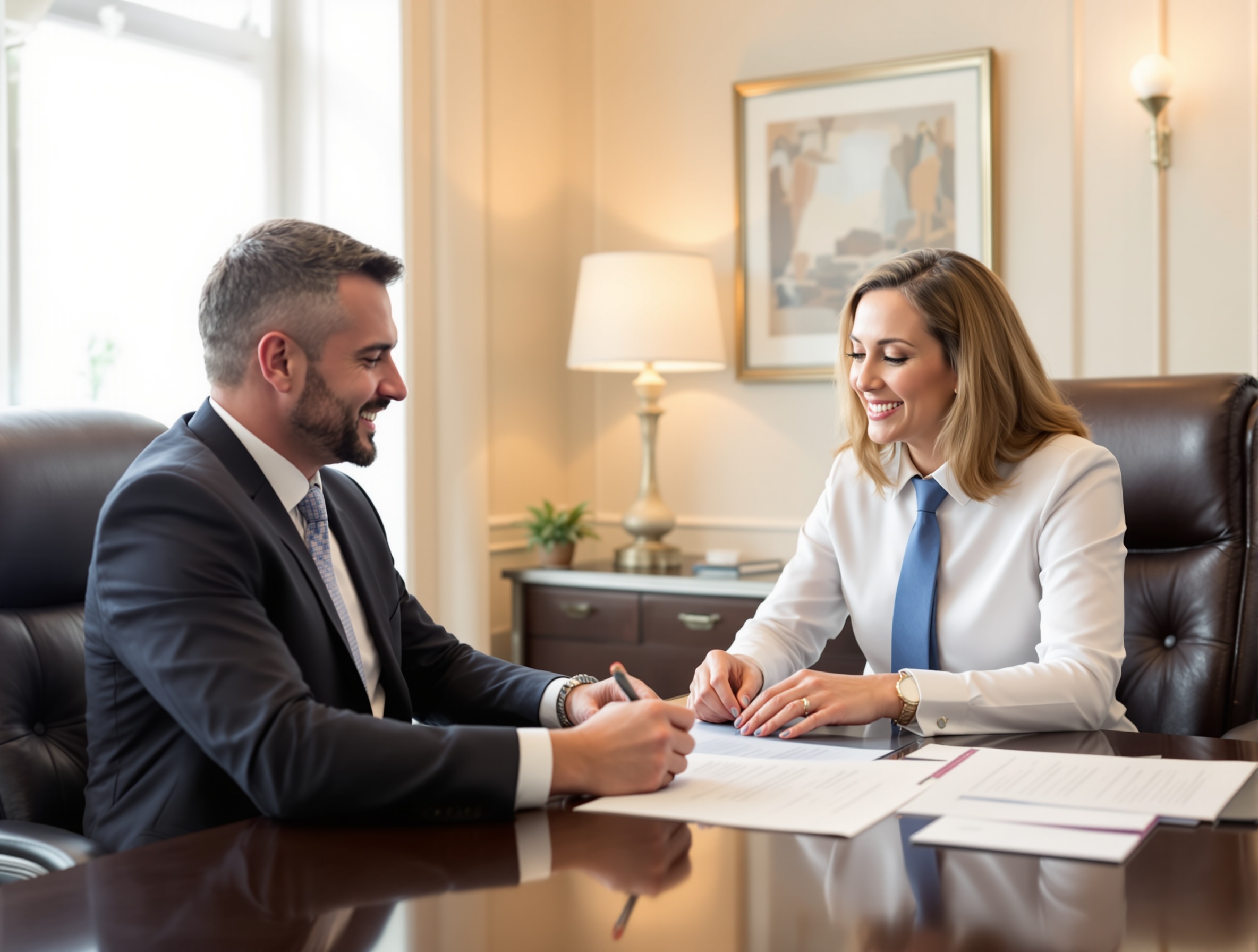 Attorney consulting with client on legal matters