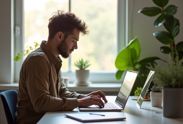 Mauro working on a website