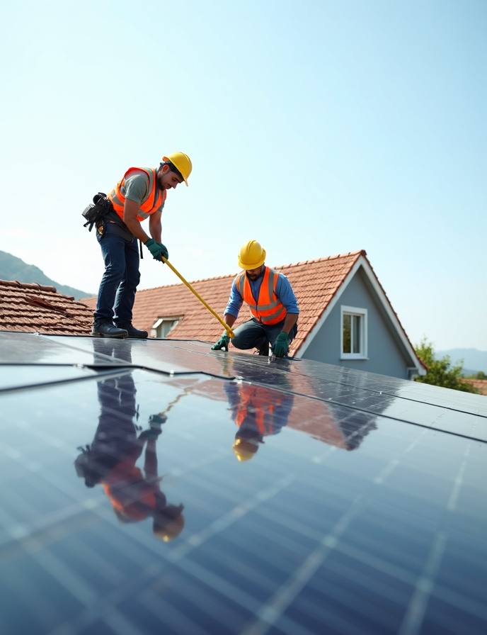 Equipe SolarPrime instalando painéis solares