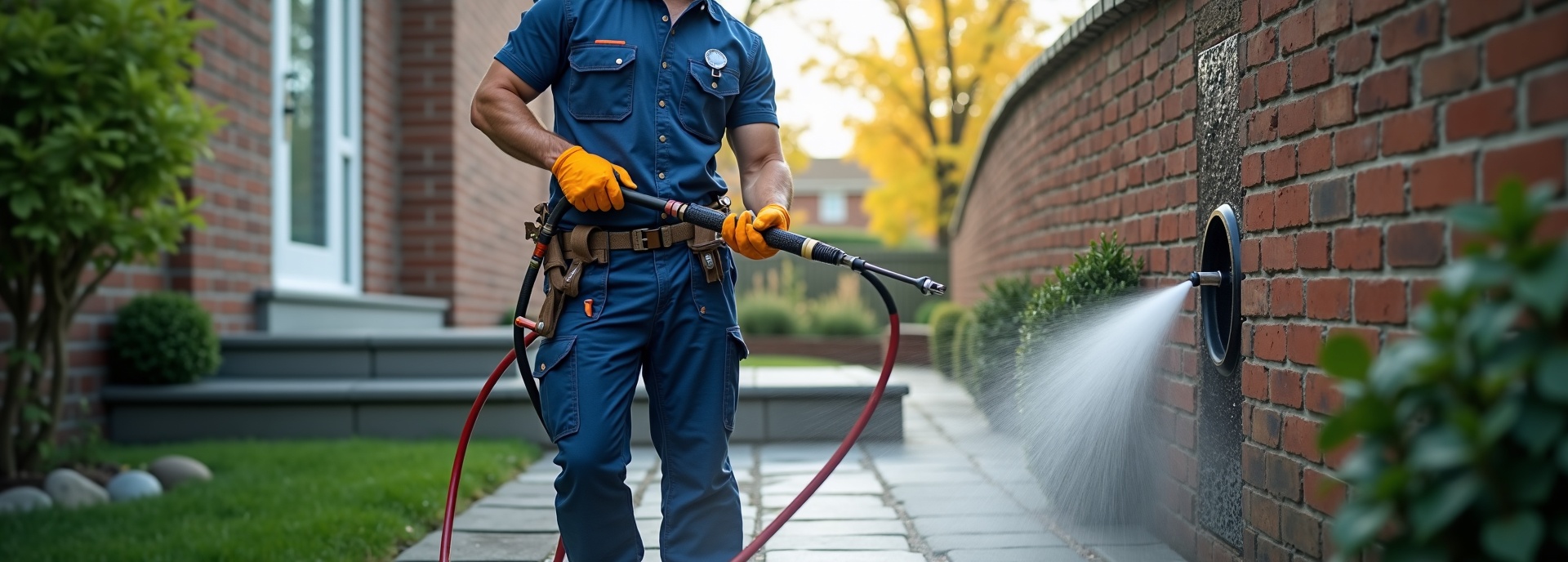 Professional drain cleaning with hydro jetting equipment