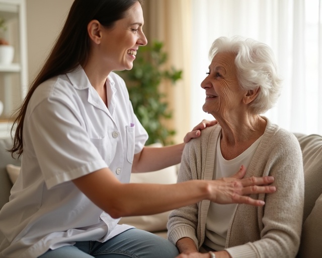 Caregiver helping family