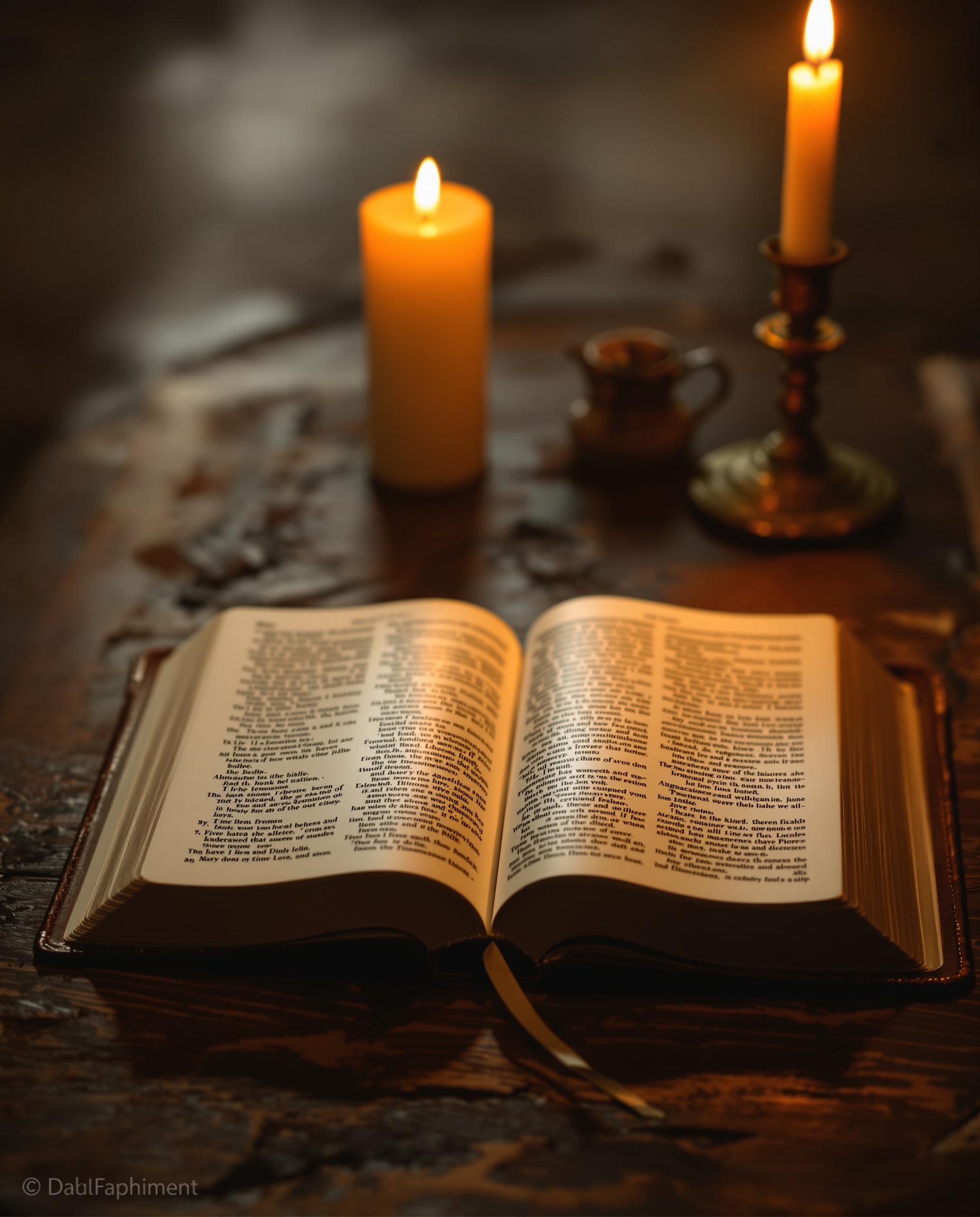 Open Bible in devotional setting