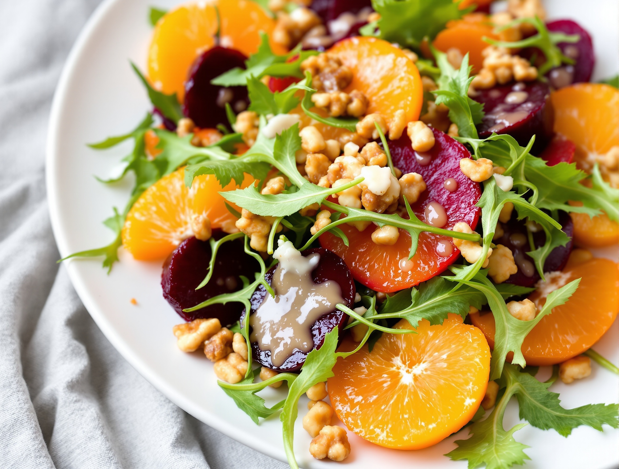 Salada de Rúcula com Manga e Nozes