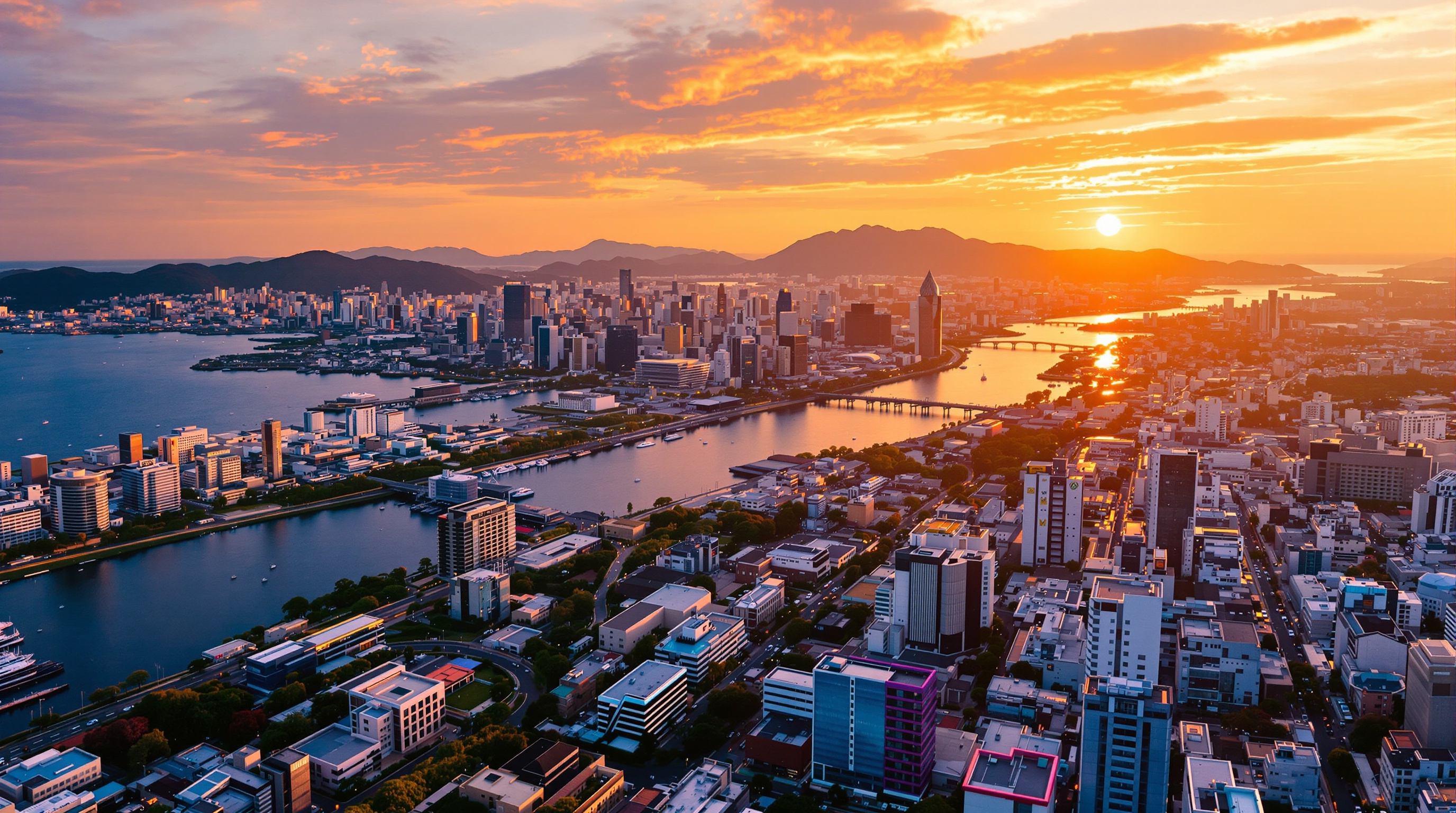 후쿠오카 하카타만 석양