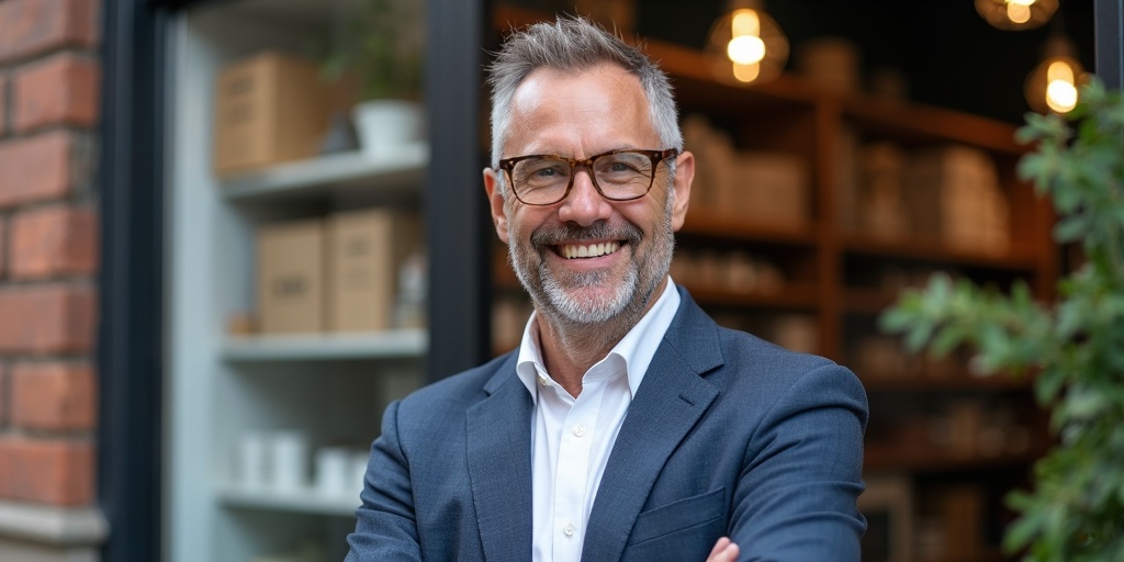Veteran business owner at storefront