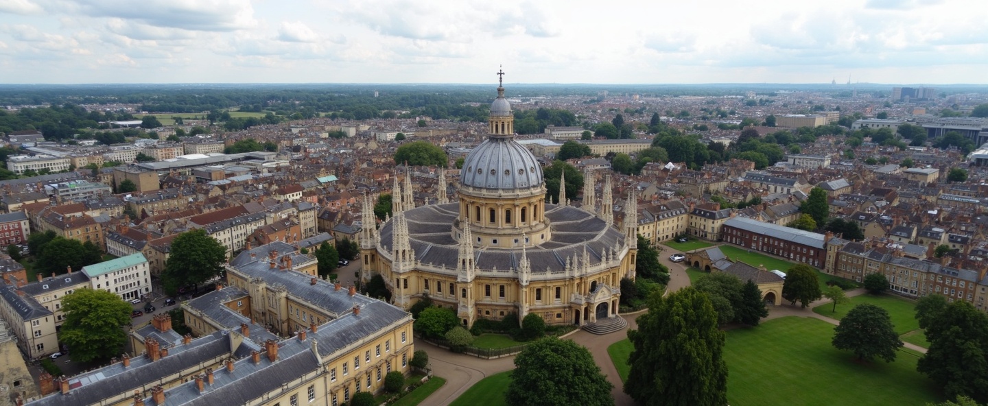 Oxford dreaming spires aerial view