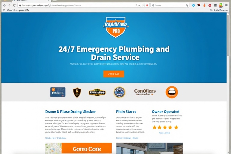 RapidFlow Drain Pro — professional plumbing business website showcase