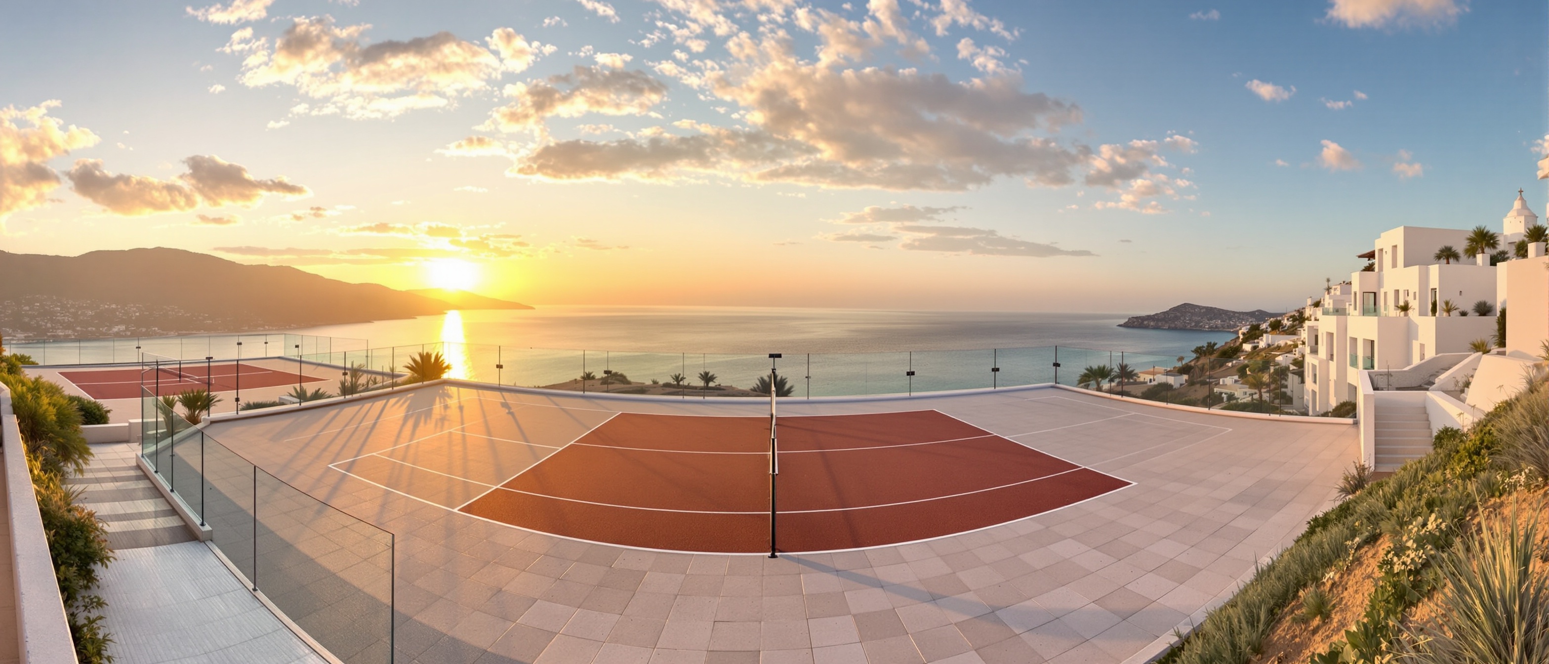Premium padel court overlooking the Mediterranean