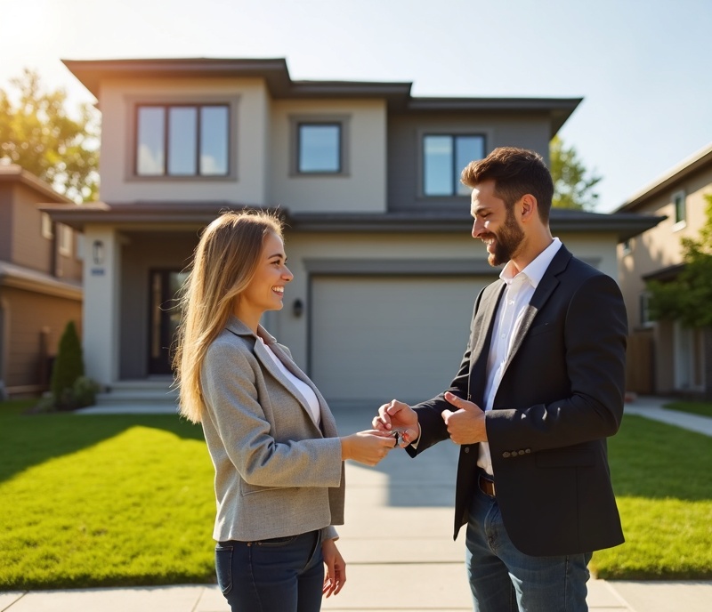 First-time home buyers with keys