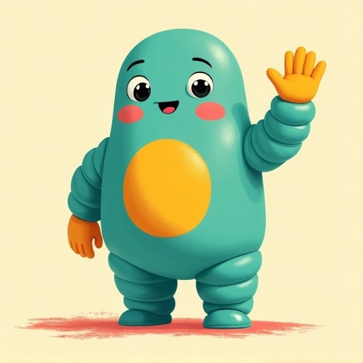 手を振るキャラクター