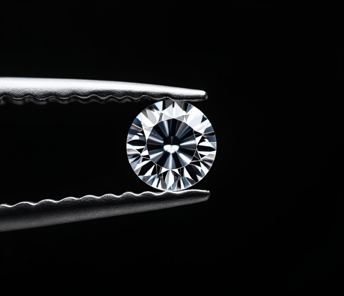 Diamond held by tweezers
