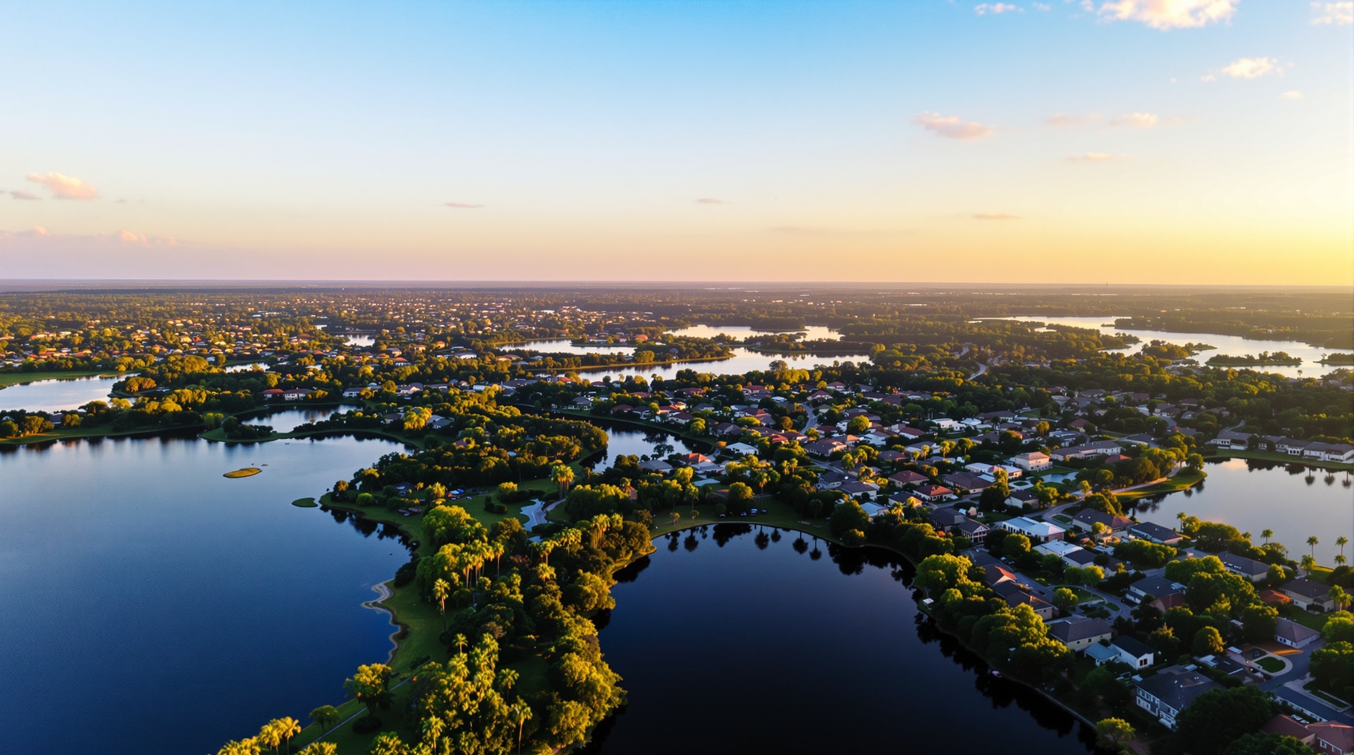 Aerial view of Central Florida communities including Orlando Winter Garden Ocoee and surrounding neighborhoods