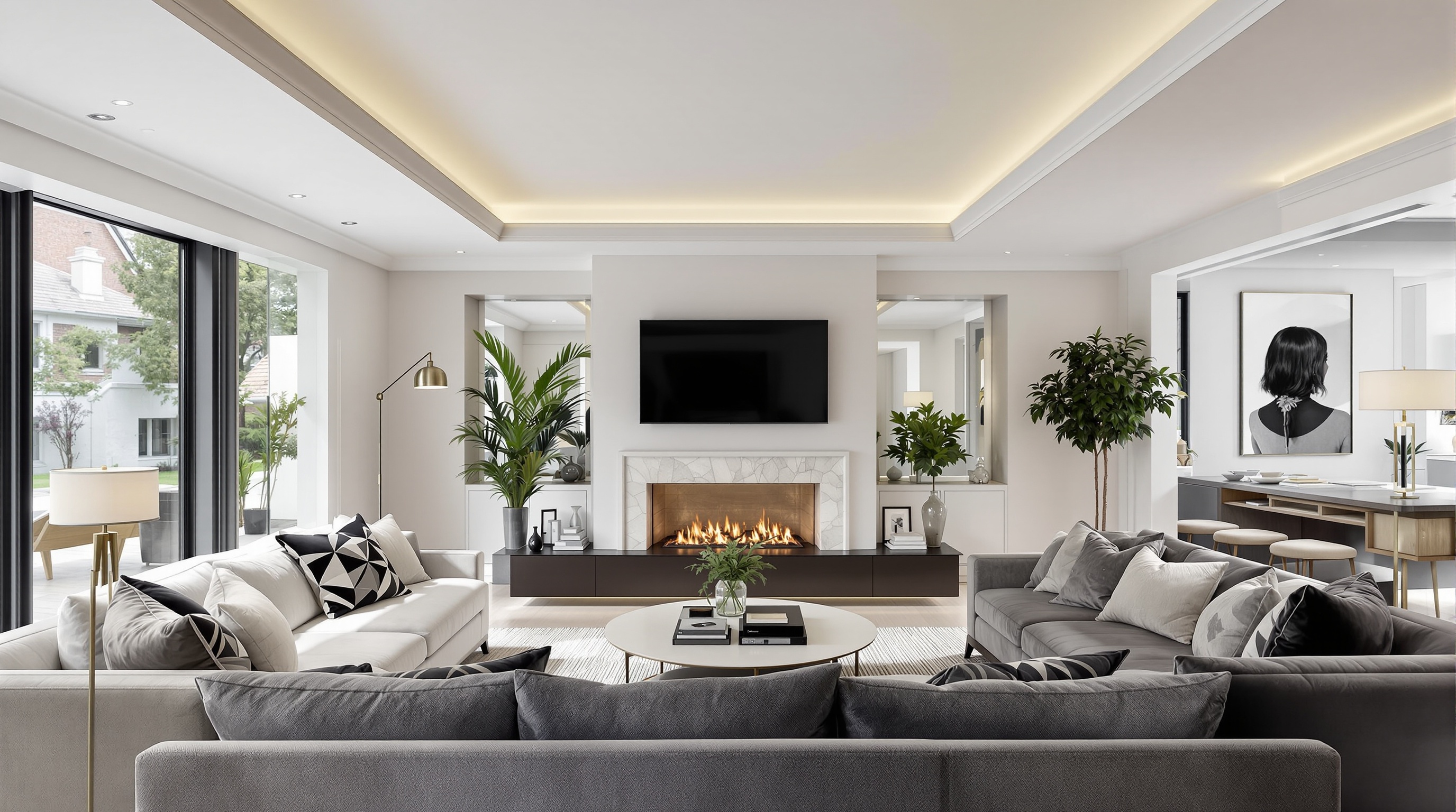 Multi-room audio with architectural speakers in a luxury home