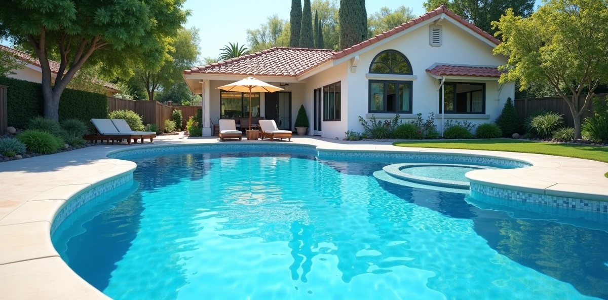 Clean backyard pool in Granite Bay California
