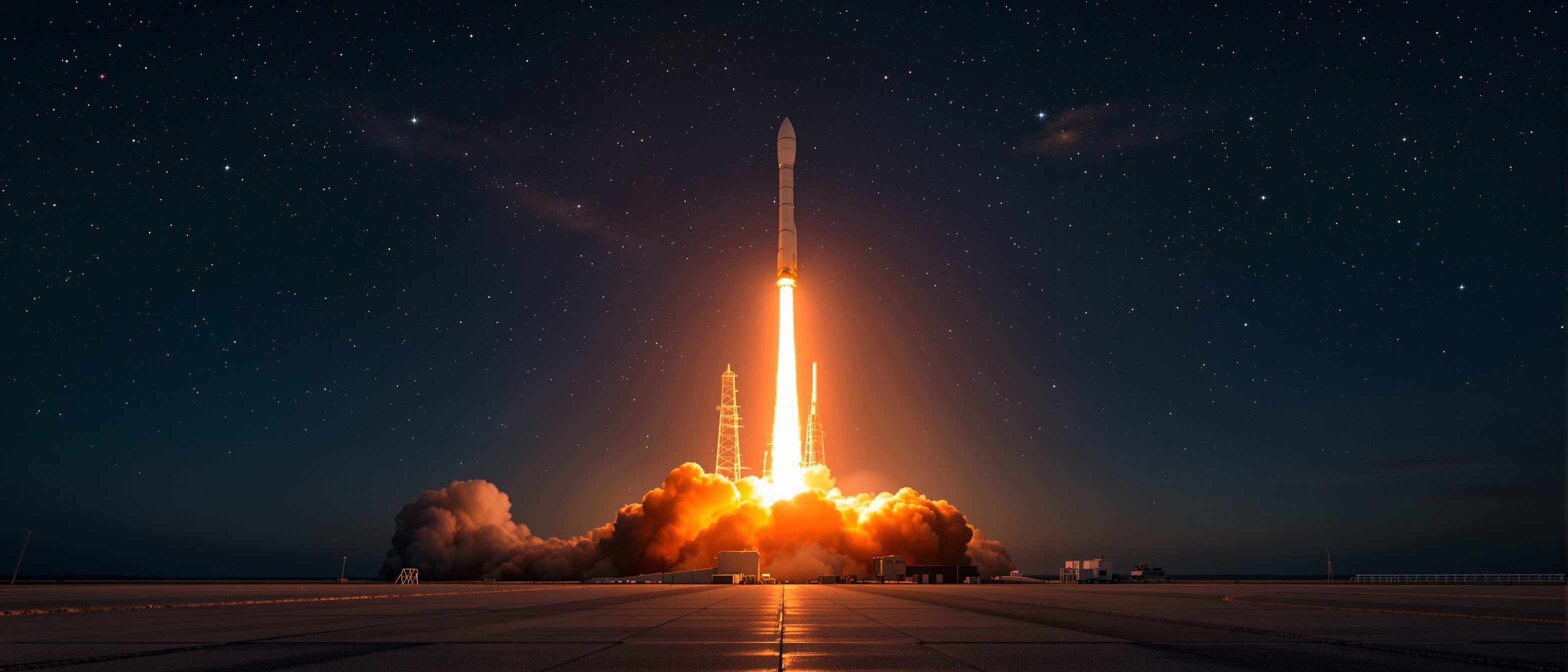 Rocket launching into the night sky