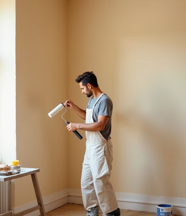 Imbianchino professionista al lavoro