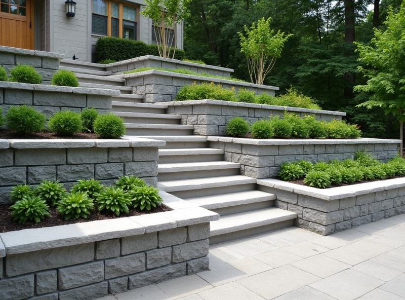 Retaining wall construction by Greenstone Landscaping in Monroe GA