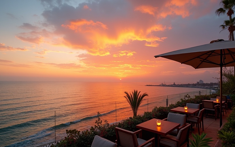 Vista panorámica del Pacífico desde la terraza de Marea Azul