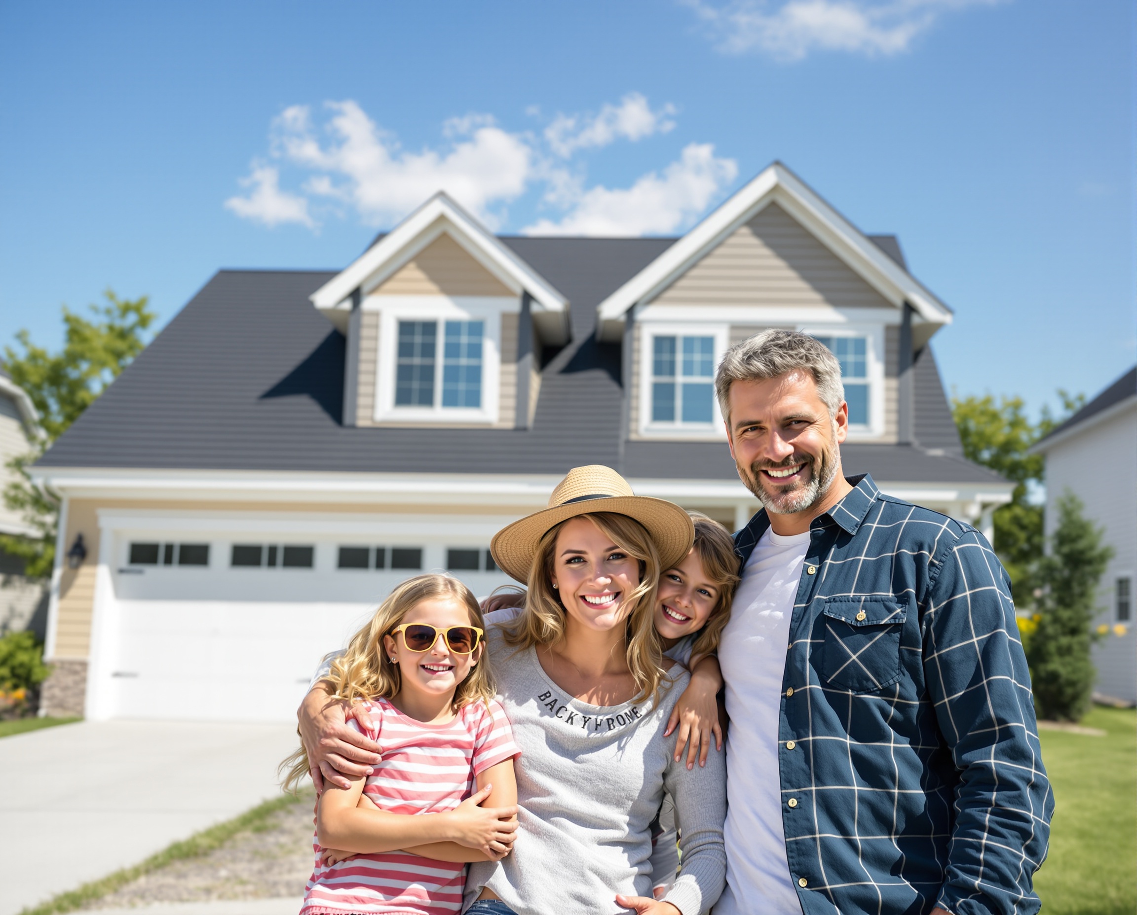 Happy family with new roof
