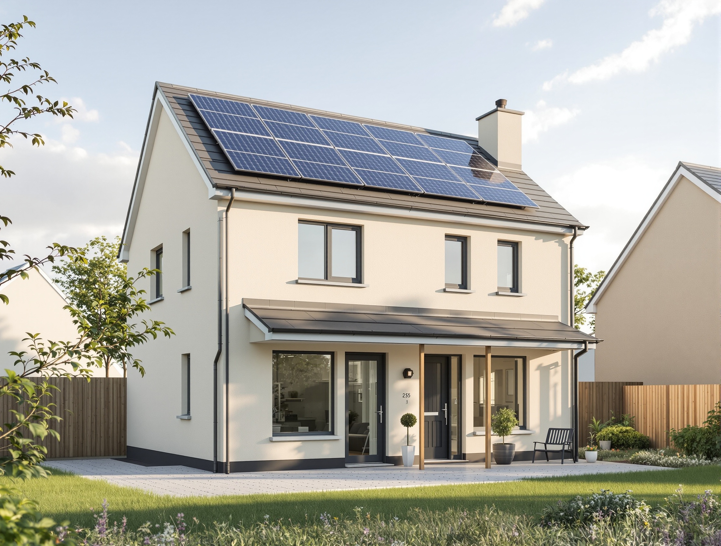Irish suburban home with solar panels
