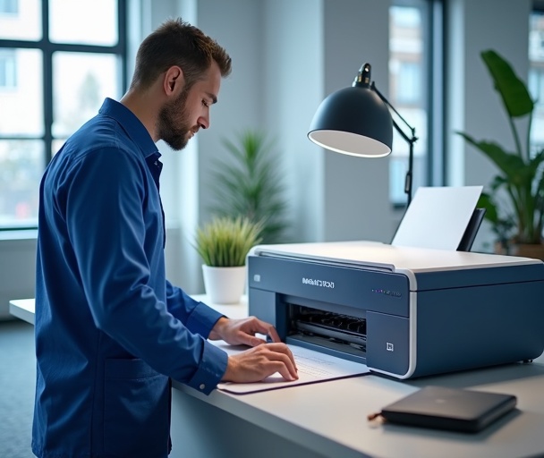 Printer technician providing professional support