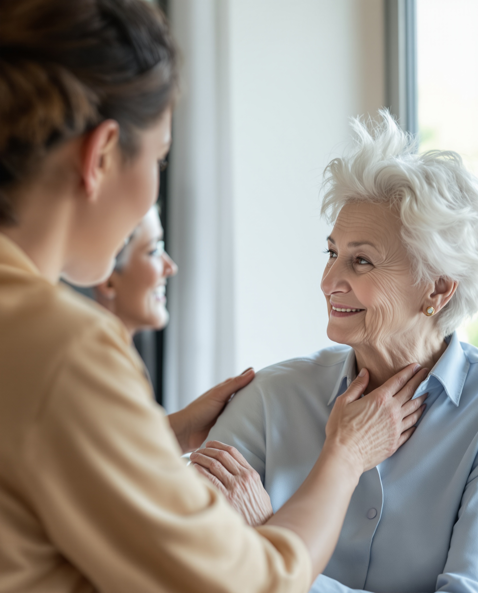 Family caregiver with elderly loved one