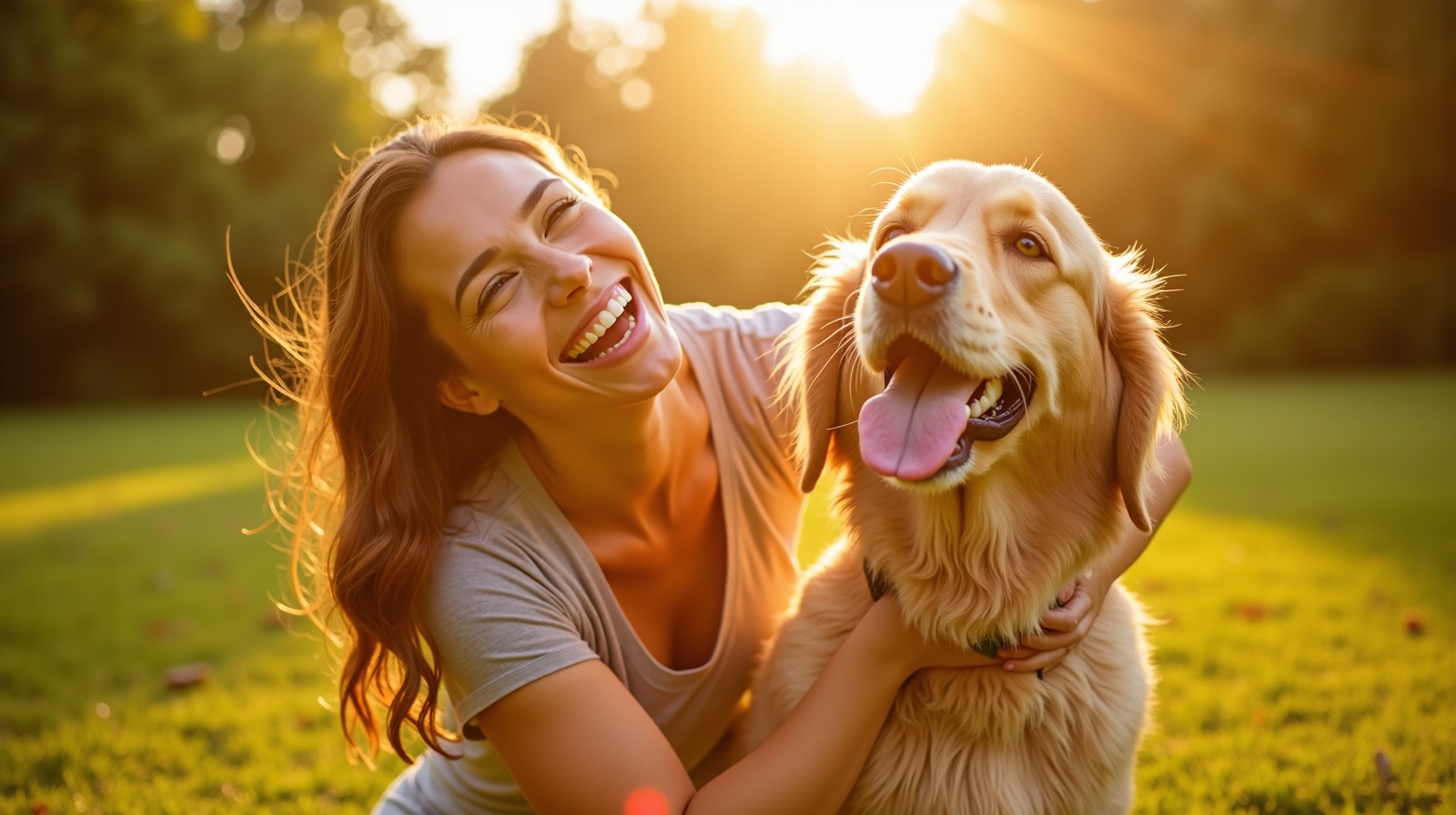 Happy dog owner with their dog