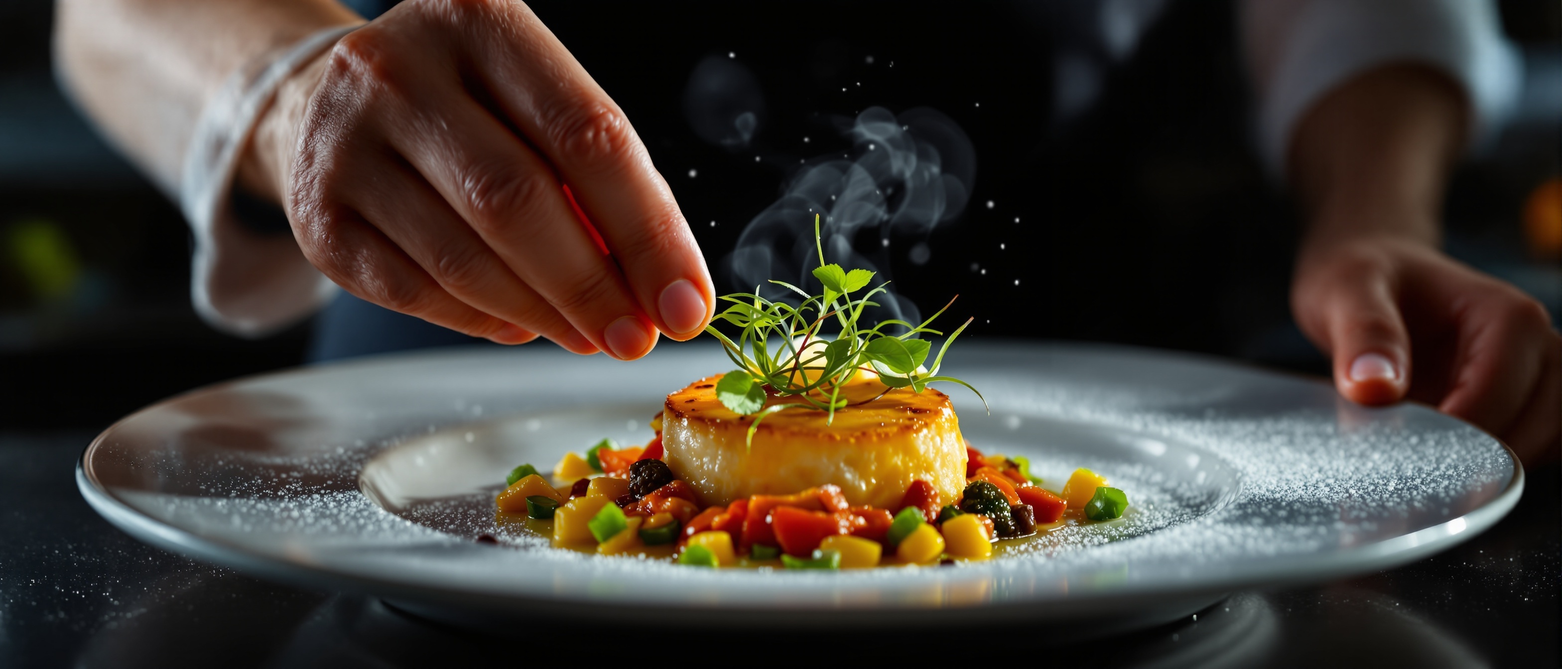 Luxury gourmet dish artfully plated
