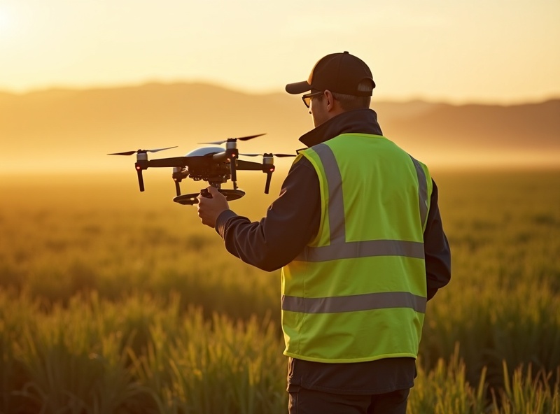 Drone pilot preparing for field operation