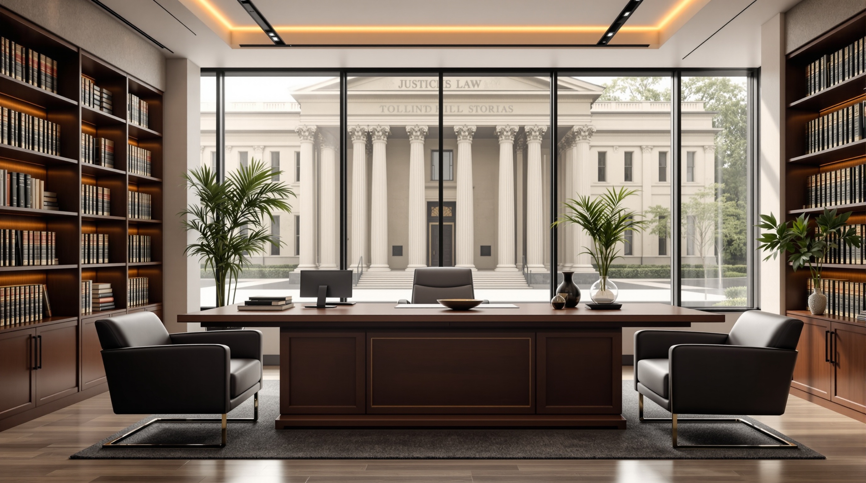 Interior elegante de despacho jurídico en Madrid