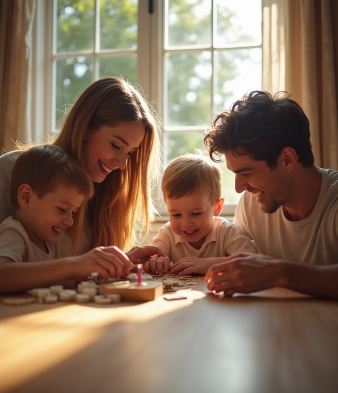 Familia feliz sin celulares