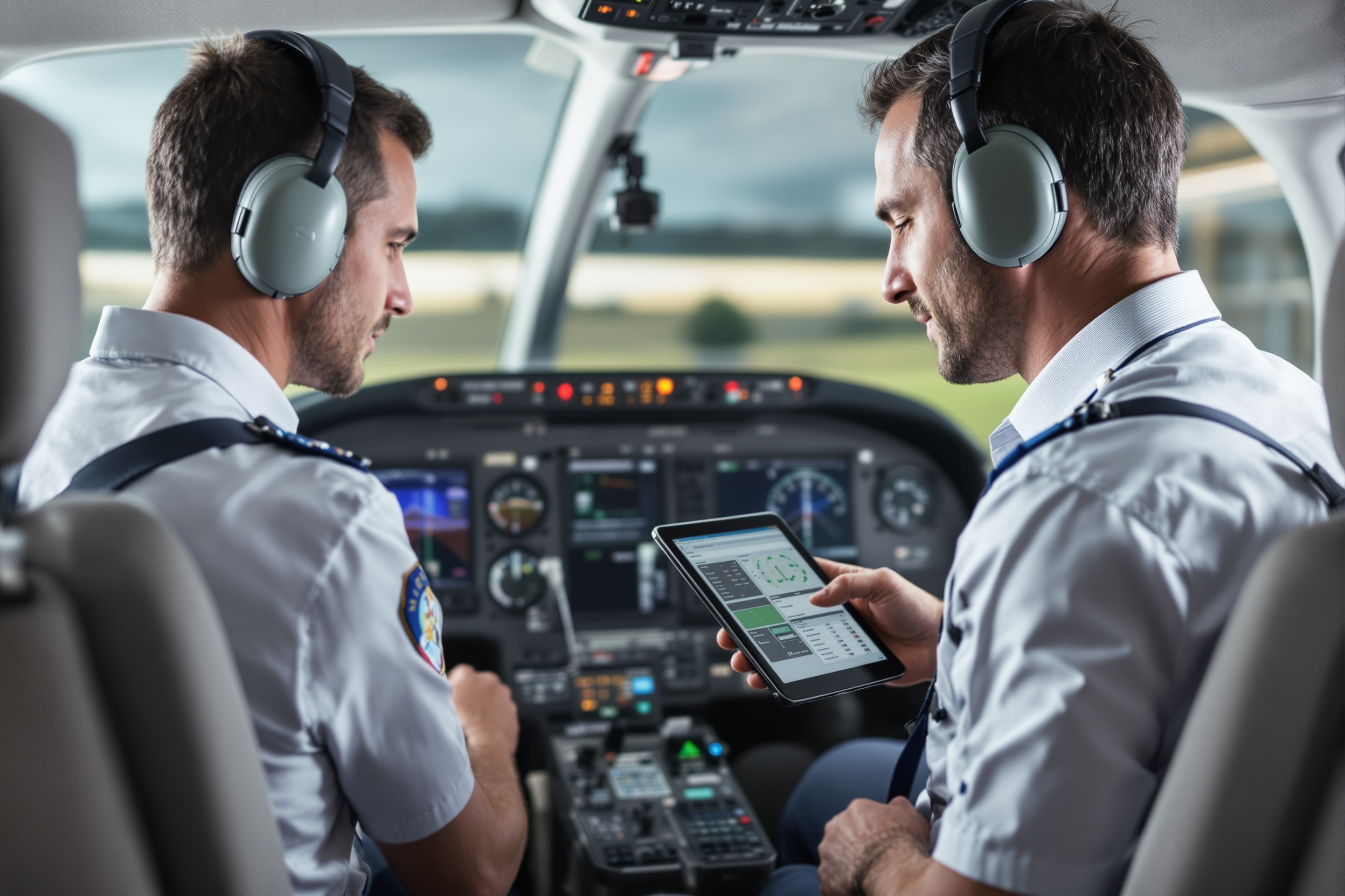 CFI reviewing flight data