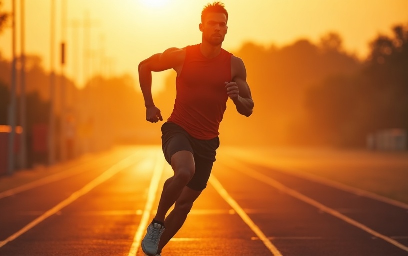 Atleta corriendo al atardecer - nutrición deportiva