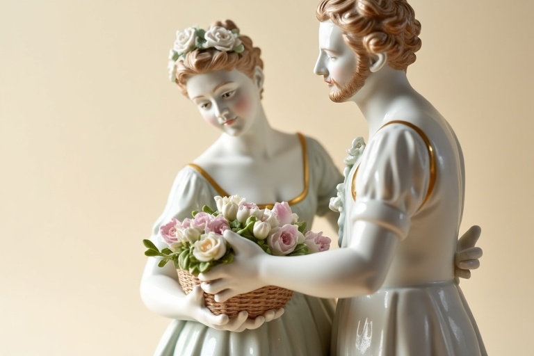 로코코 양식의 도자기 피겨린 (Basket-holding Figures)