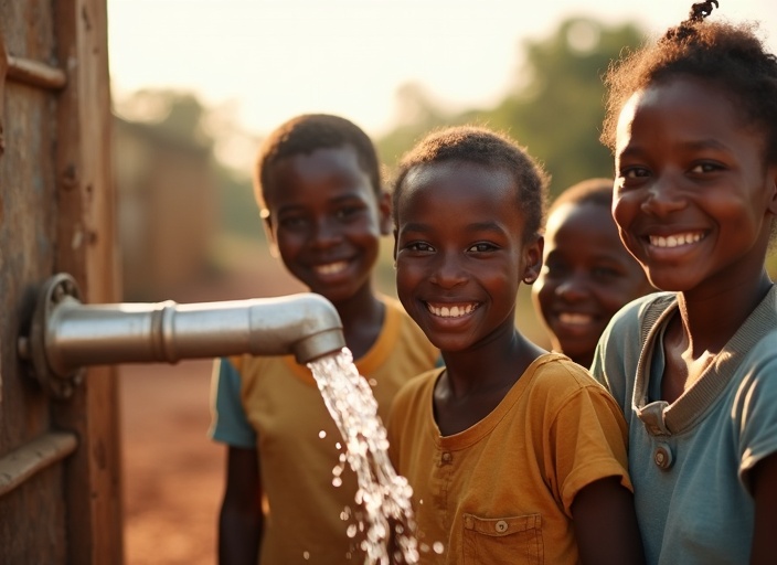 Community accessing clean water in Ghana