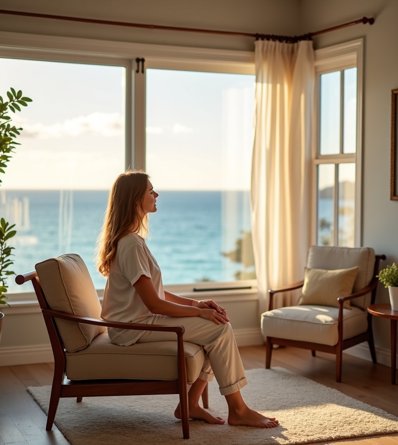 Therapist in coastal setting