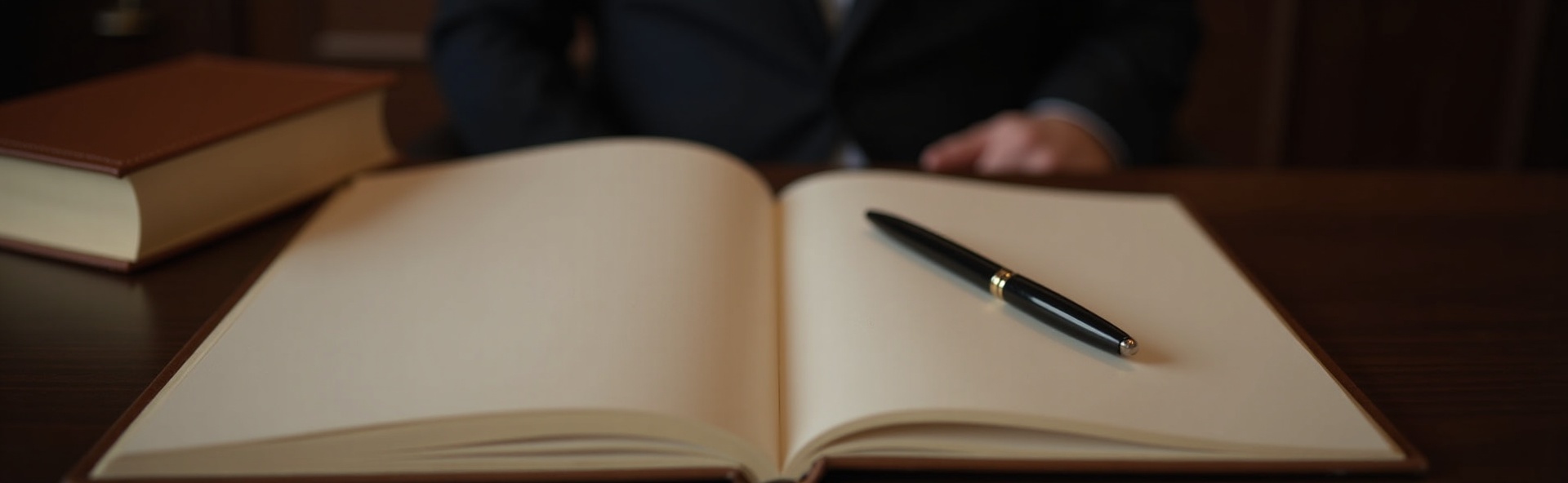 Writing desk with fountain pen and books