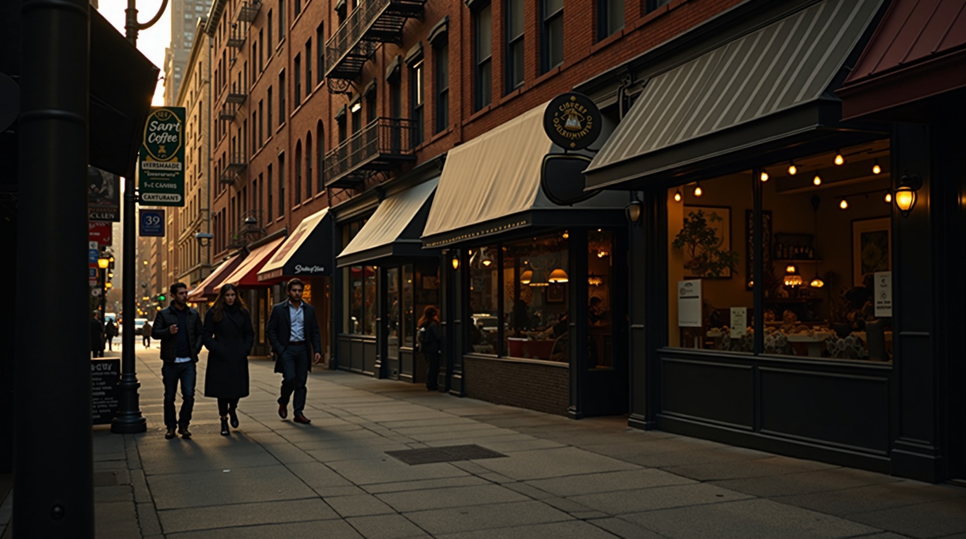 New York City street with local businesses