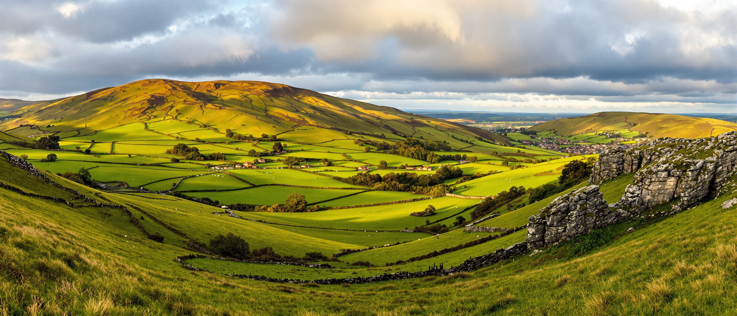 Rolling green hills and valleys of the Yorkshire Dales National Park