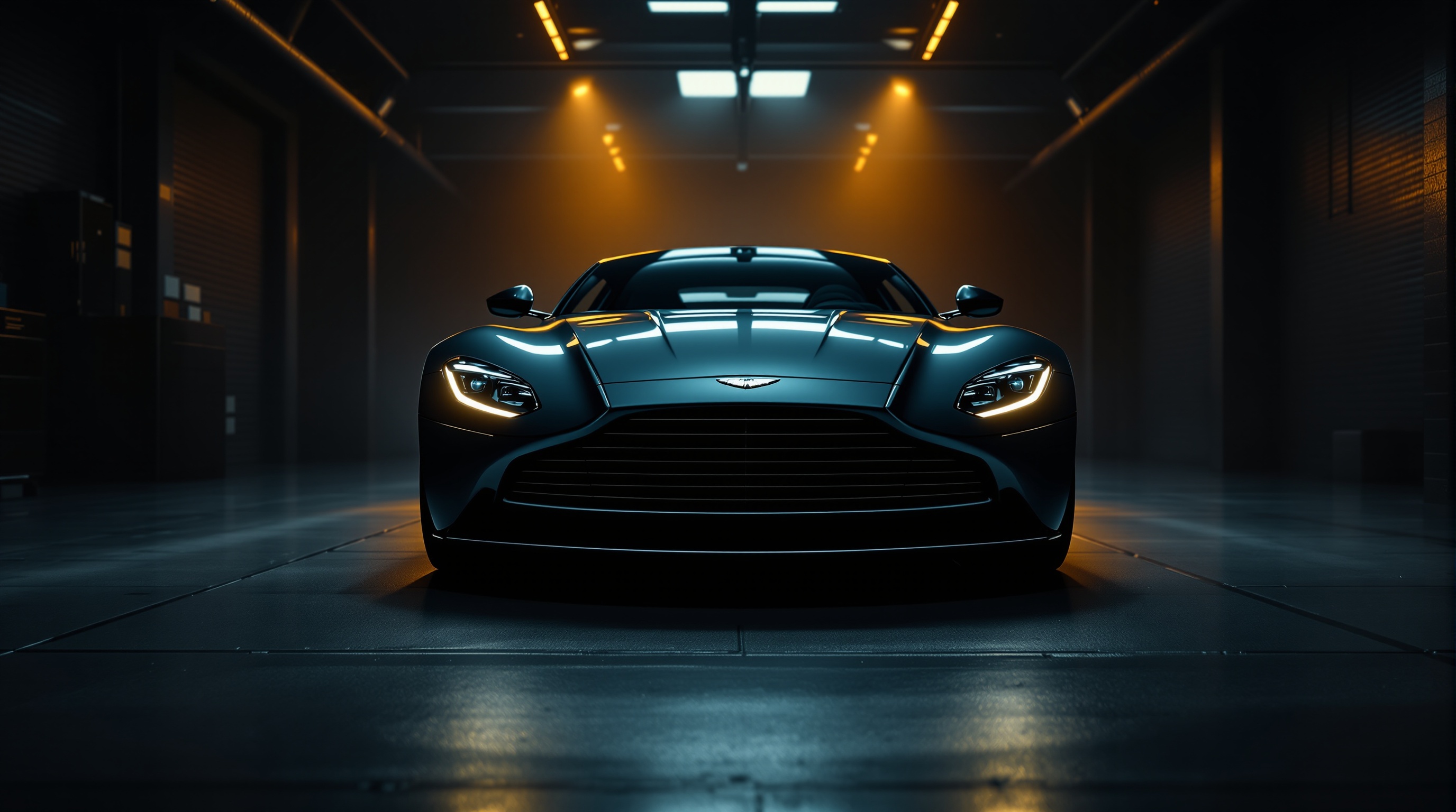 Premium indoor vehicle storage facility with cinematic lighting