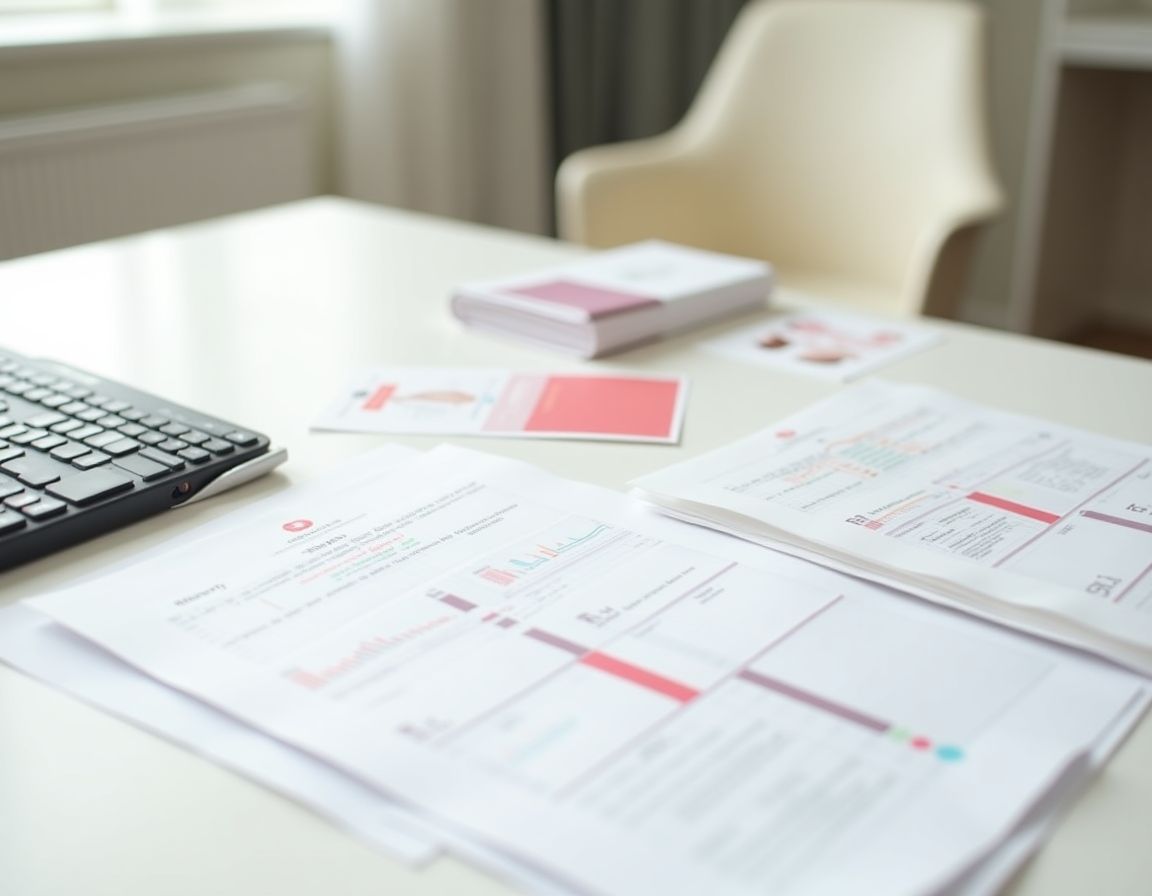 Korean cosmetic project planning documents and product samples on clean white desk with timeline charts