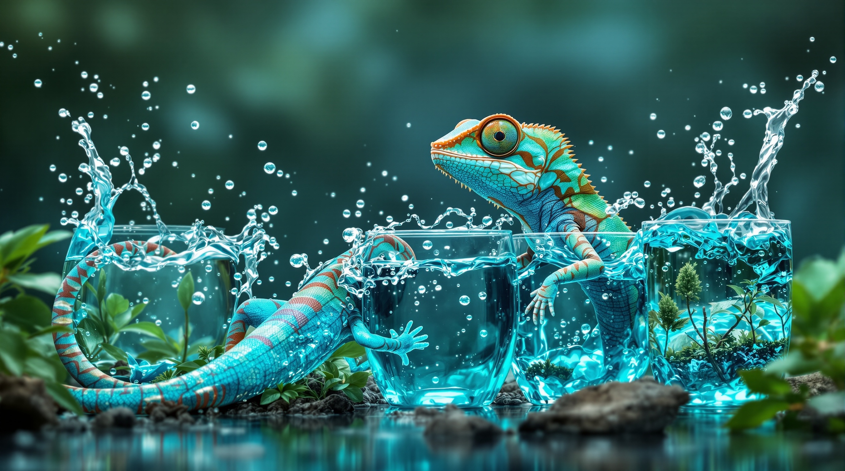 環境に合わせて色を変えるカメレオン、あるいは器の形に合わせて変化する水のイメージ