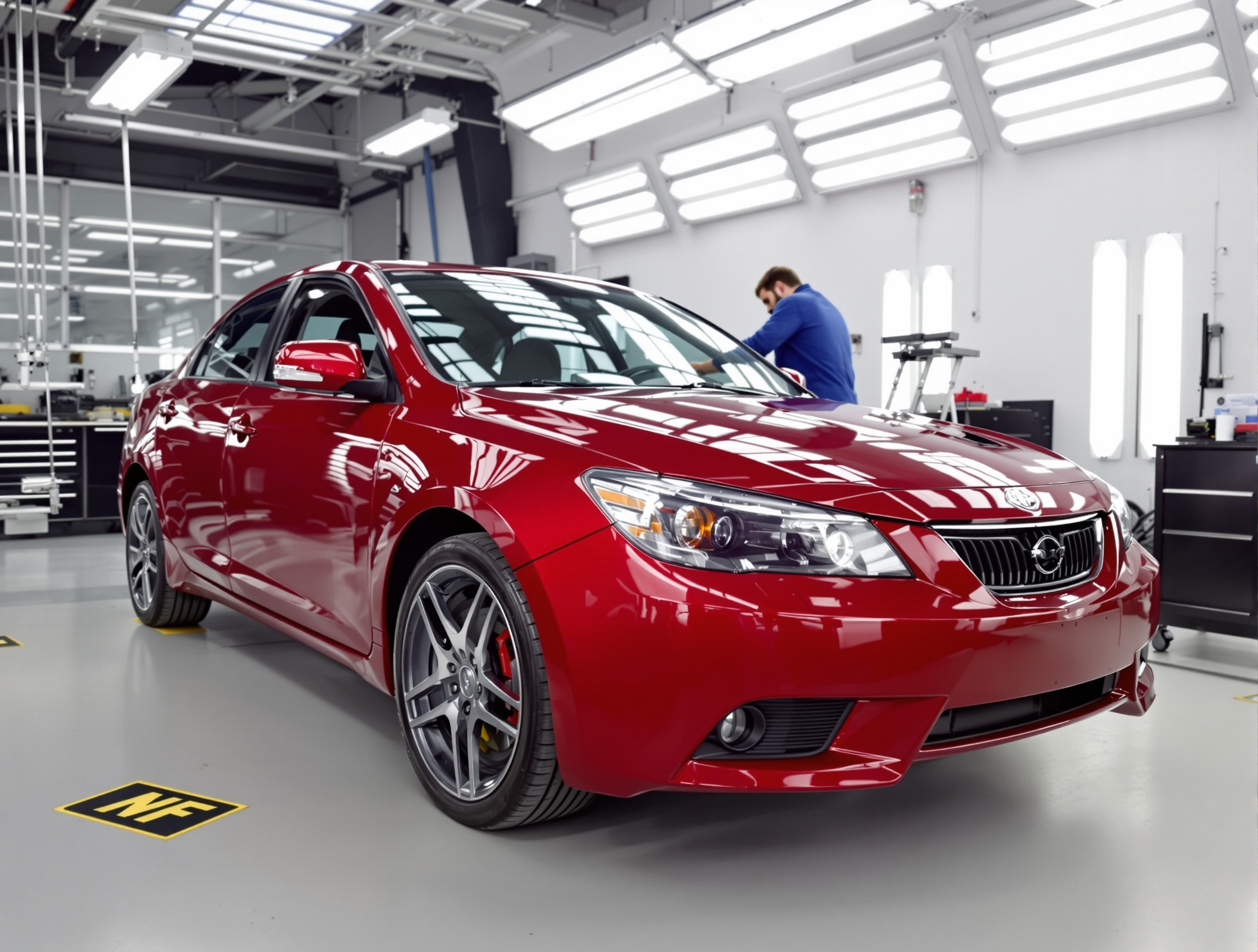 Collision Repair - Red Sedan