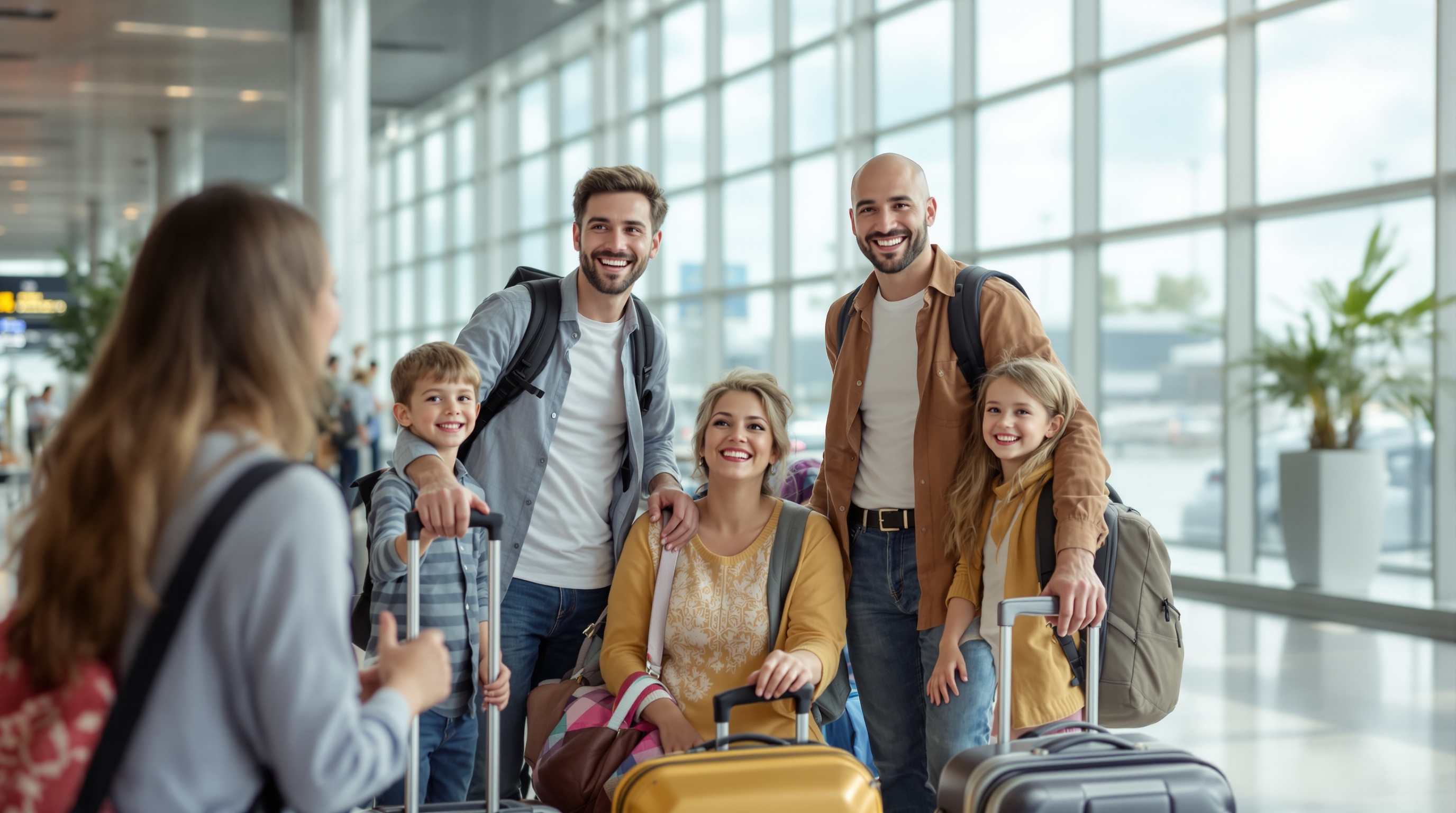 Happy Travelers - Family Vacation at Airport