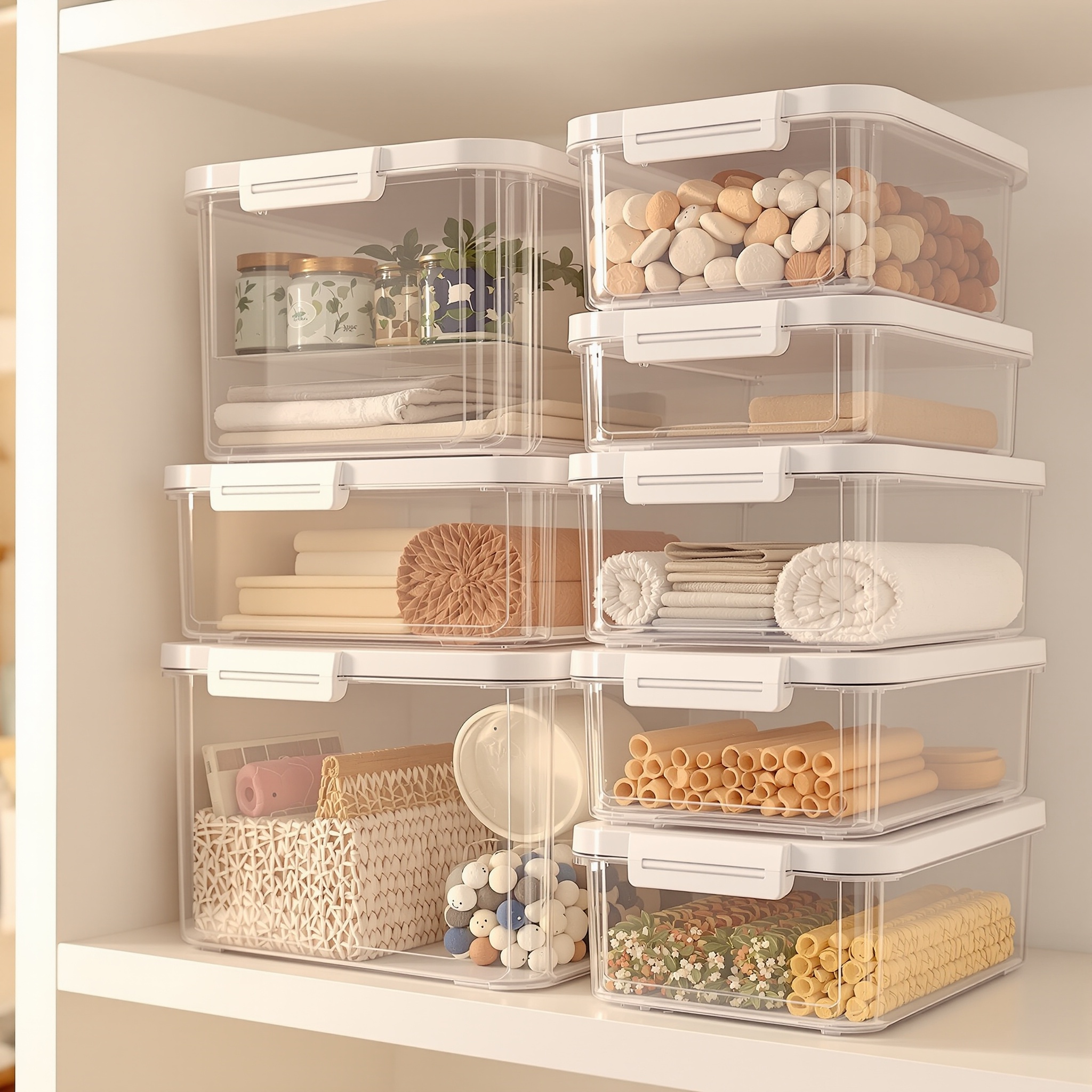 Clear Stackable Storage Bins — 6 Pack