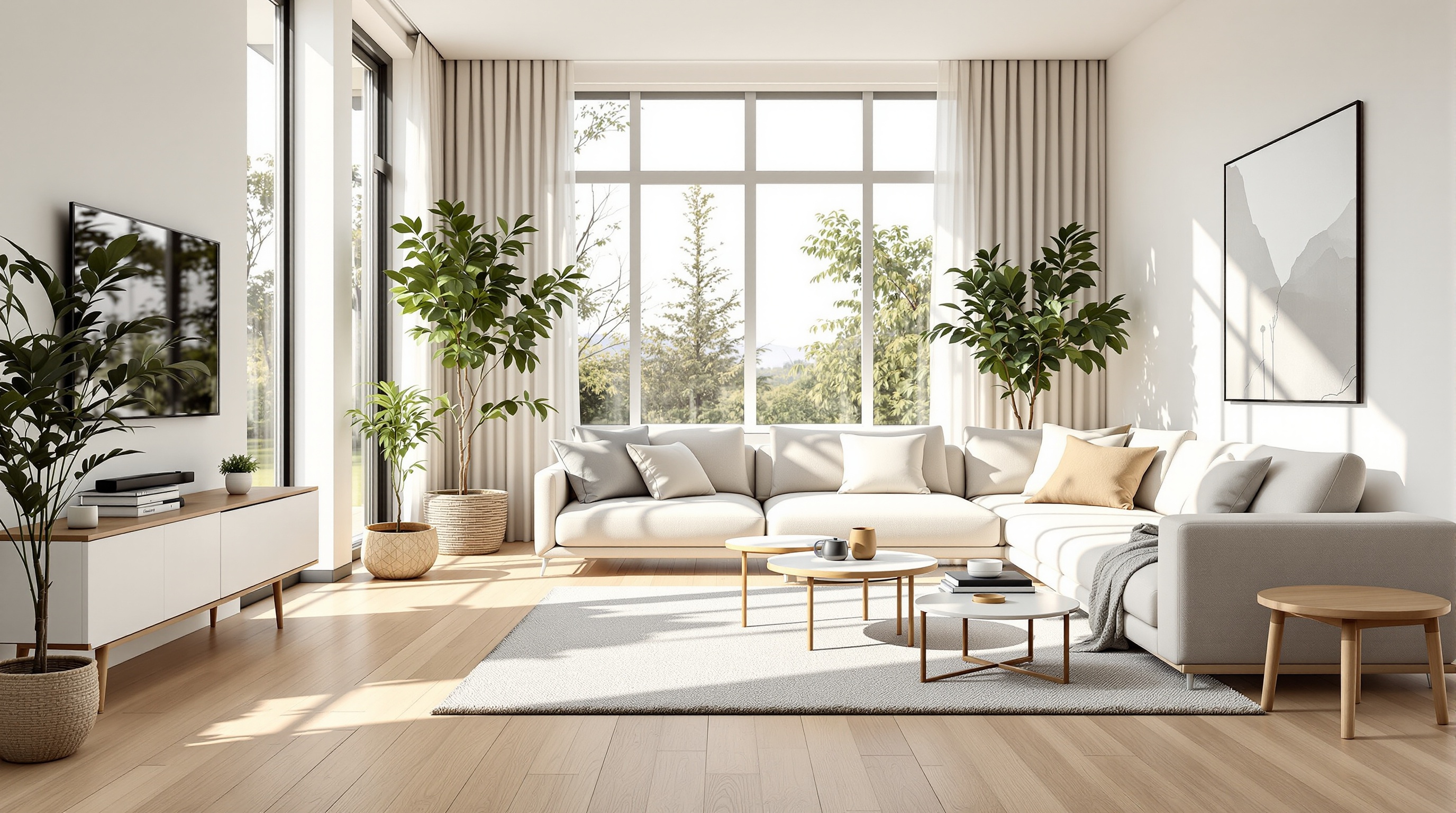 PVC vloer specialist Amsterdam - Moderne houtlook PVC vloer in luxe woonkamer interieur met natuurlijk licht