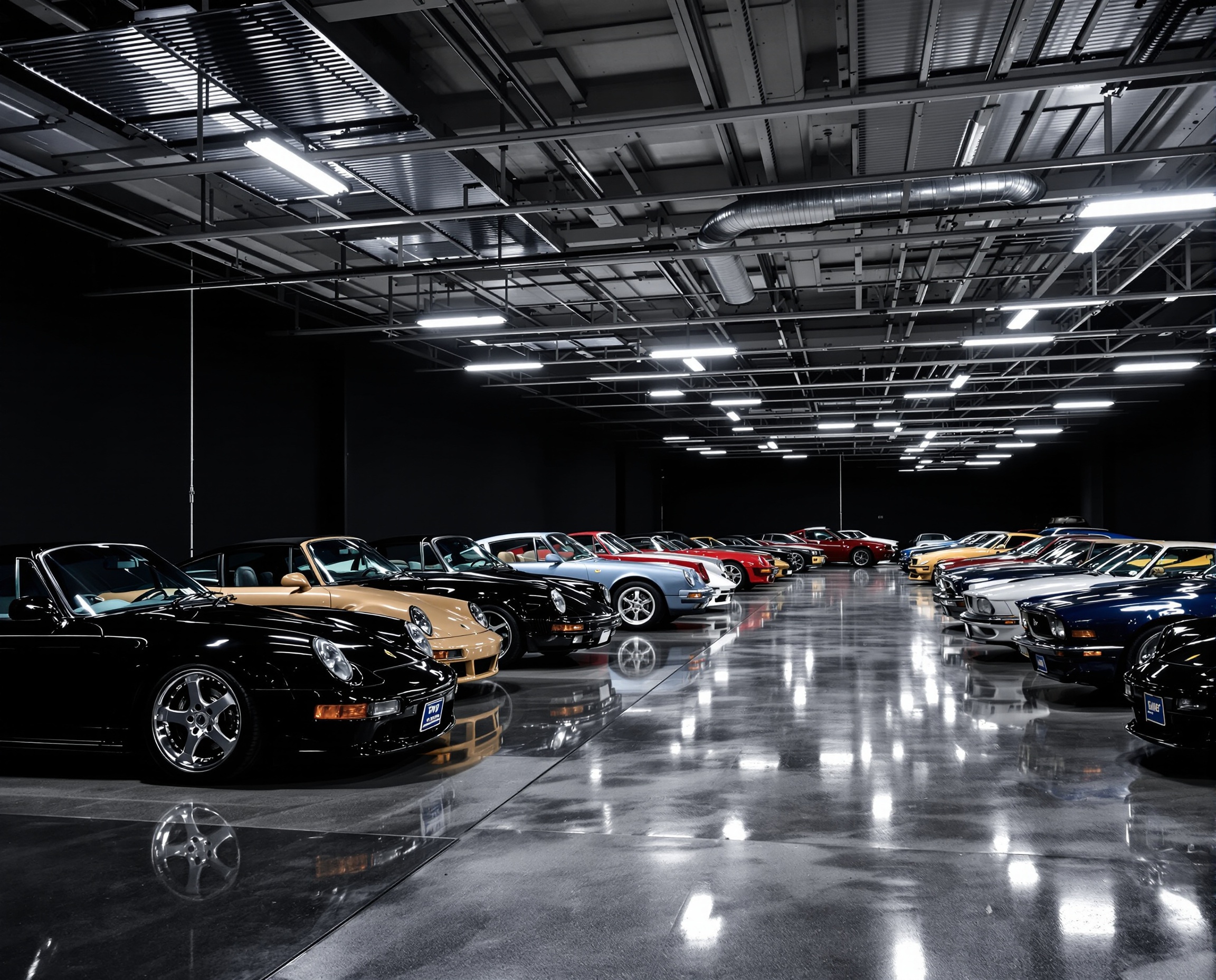 Premium indoor vehicle storage facility interior