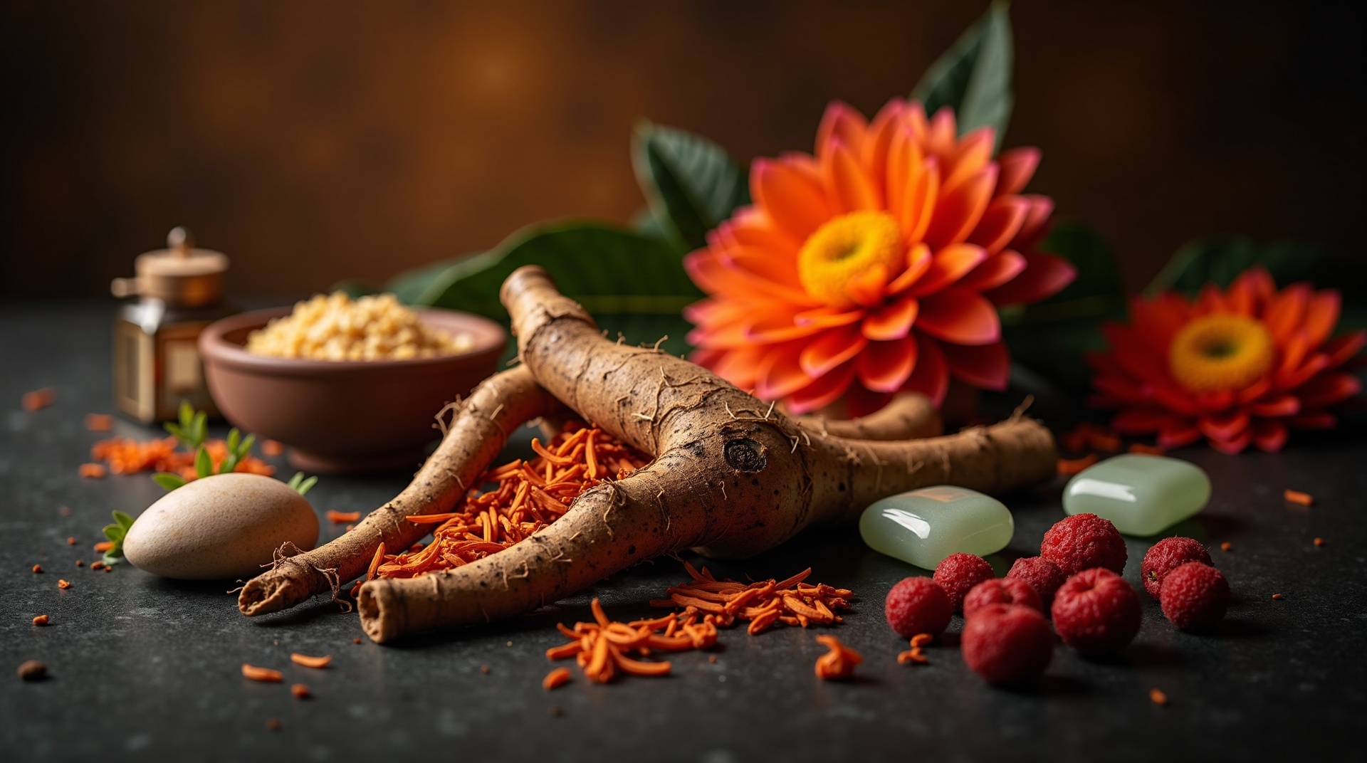 Herbal skincare background