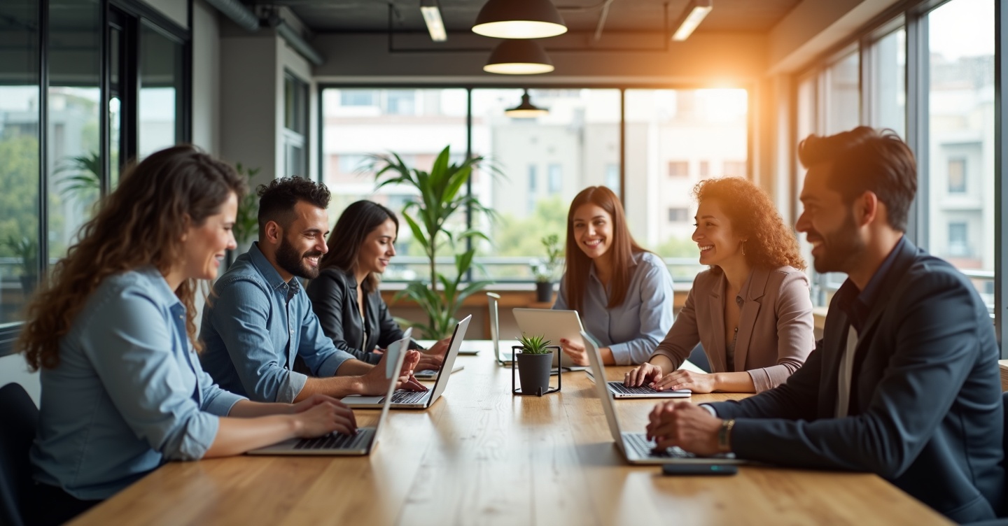Profesionales mexicanos en oficina moderna