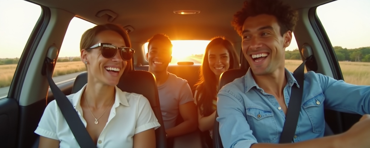 Carpooling together on open highway